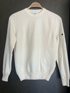 STONE ISLAND Authentic Men's Cream Colored Wool Crewneck Sweater Size M NWOT
